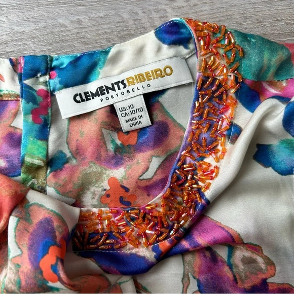 Clements Ribeiro  Floral Print Beaded Tank Top - Picture 7 of 16